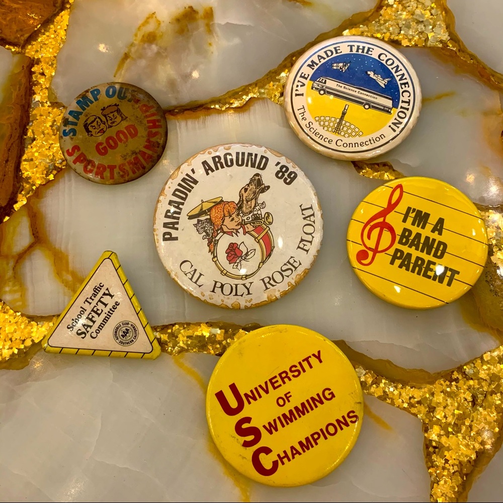 Vintage School Themed Button Pins